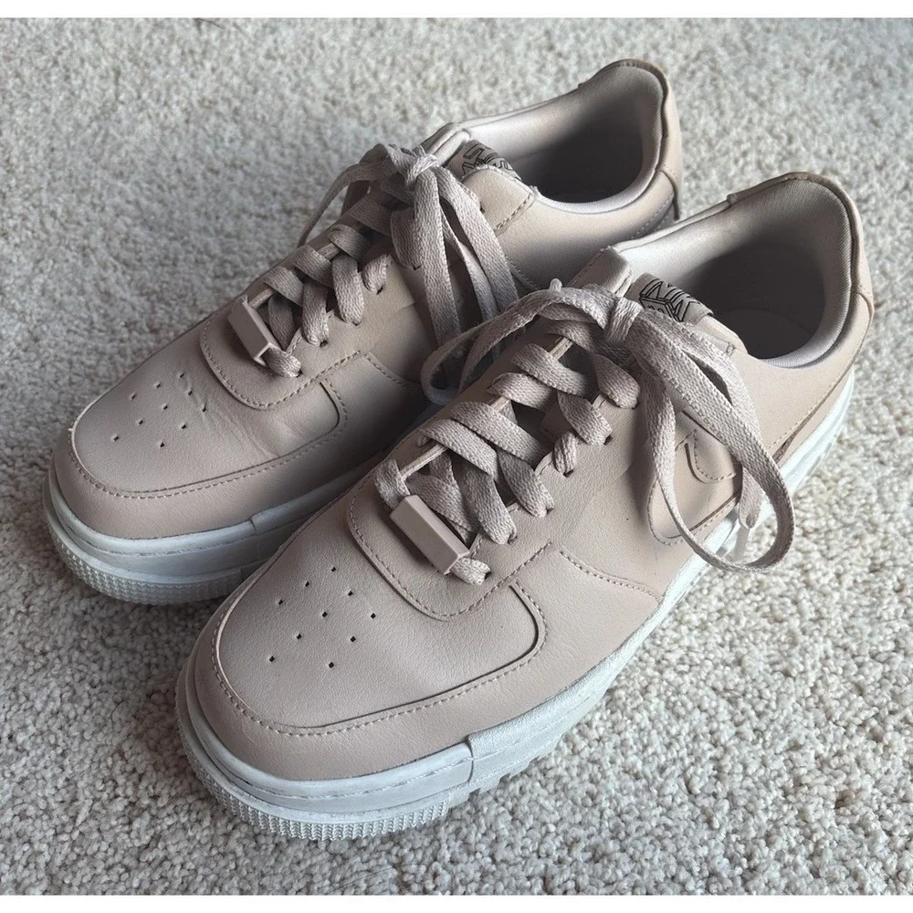 Nike Air Force 1 Pixel Beige White Low Top Leather Women's Sneakers Lace Up 8.5